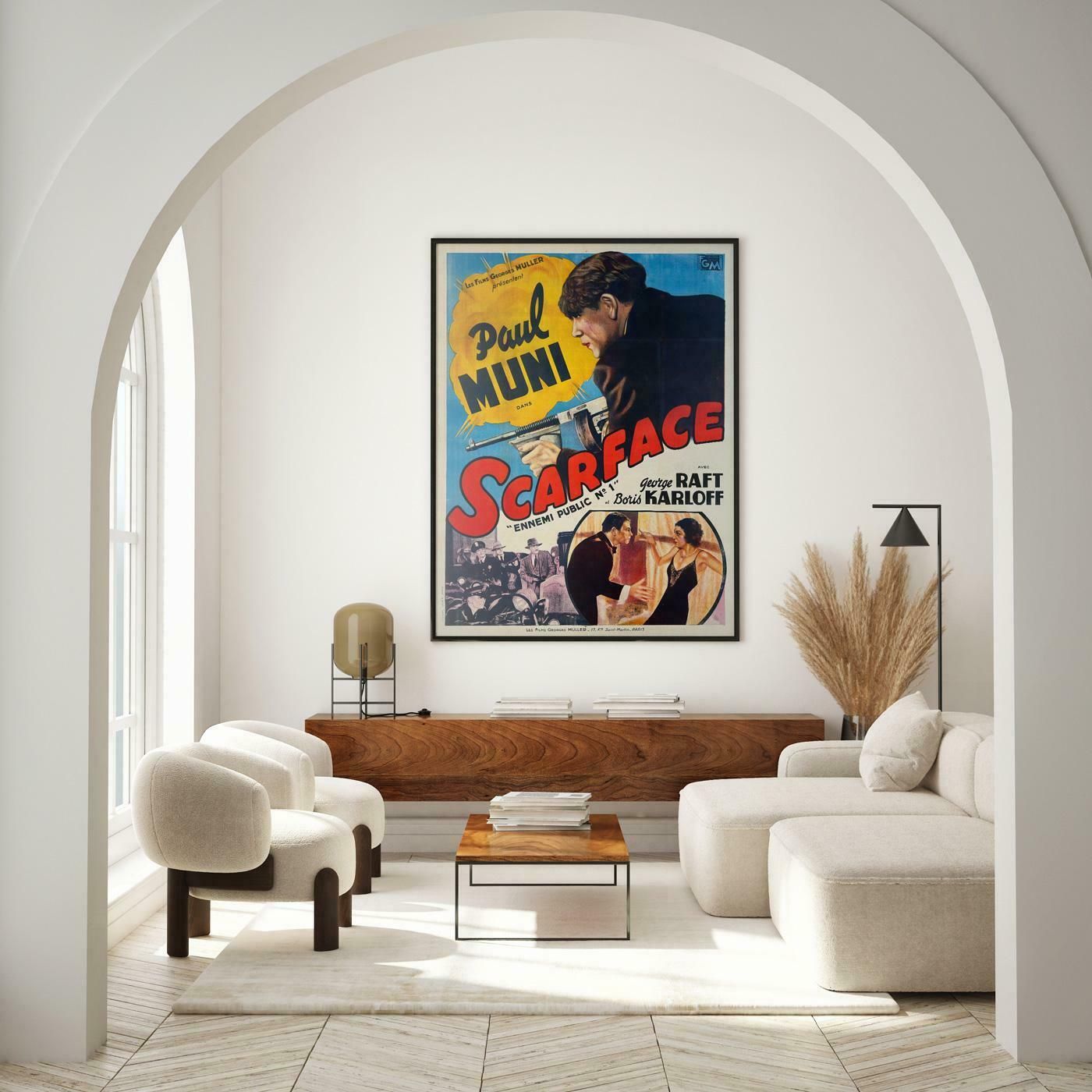 Scarface 1940's French Grande Film Movie Poster, Boris Grinsson photo furniture
