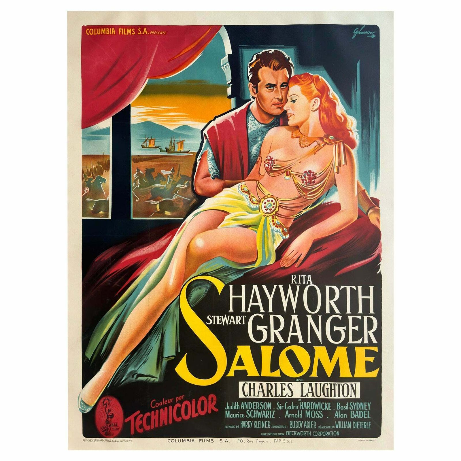 Salome 1953 French Grande Film Movie Poster, Boris Grinsson