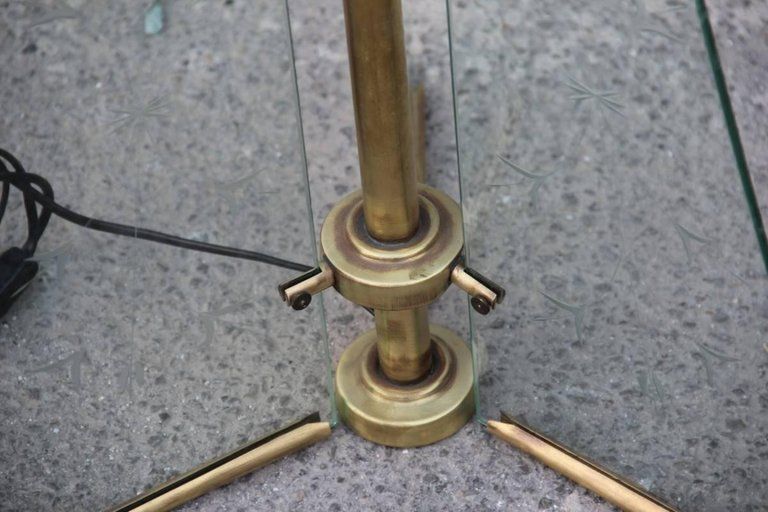 Floor Lamp From The 1940s Engraved Glass And Brass Parts photo buy
