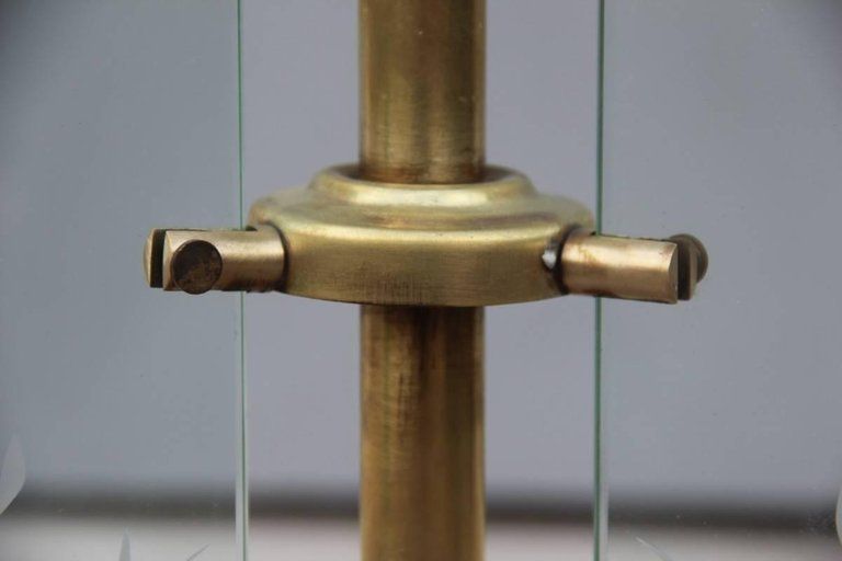 Floor Lamp From The 1940s Engraved Glass And Brass Parts photo vintage