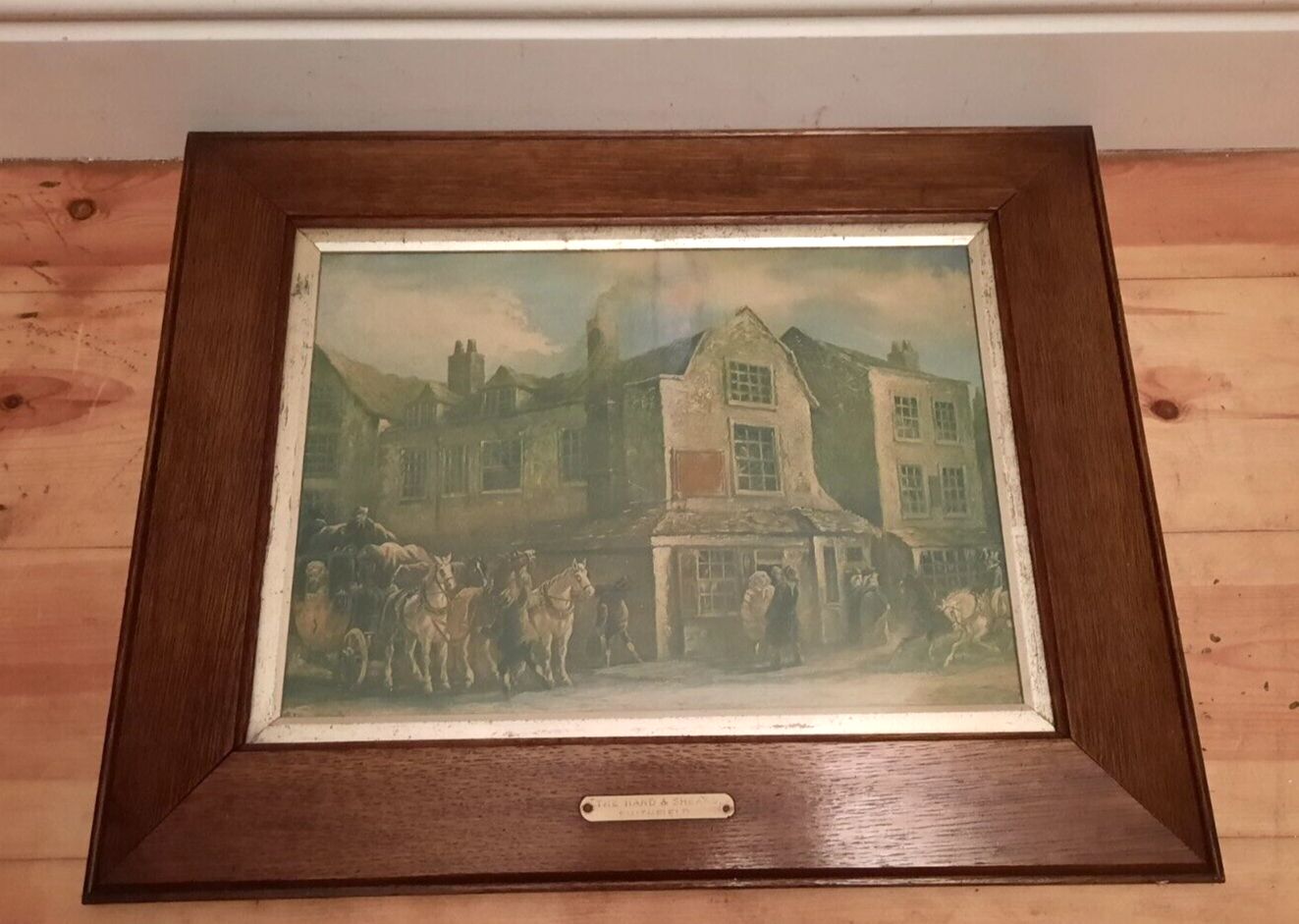 Two Antique Oak Framed Prints The Cock Tavern And The Hand And Shears London photo vinterior