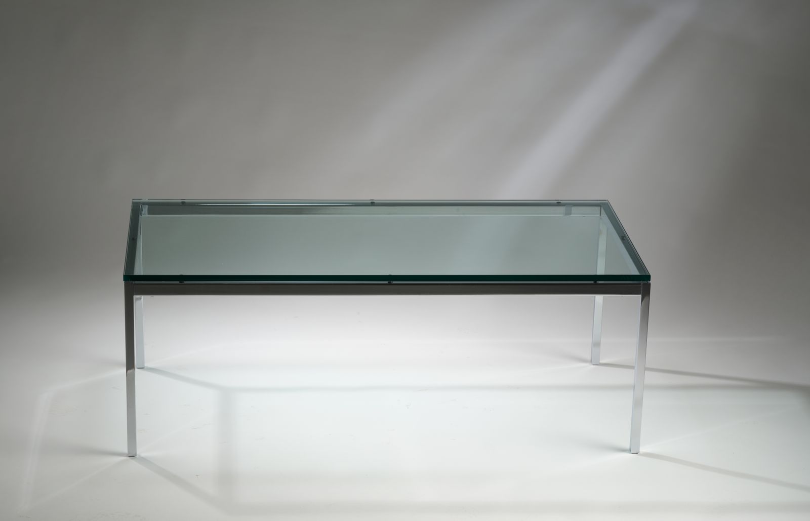Furniture Iconic Florence Knoll For Knoll Studio Chromed Steel & Toughened Glass Coffee Table, Circa 2006. photo