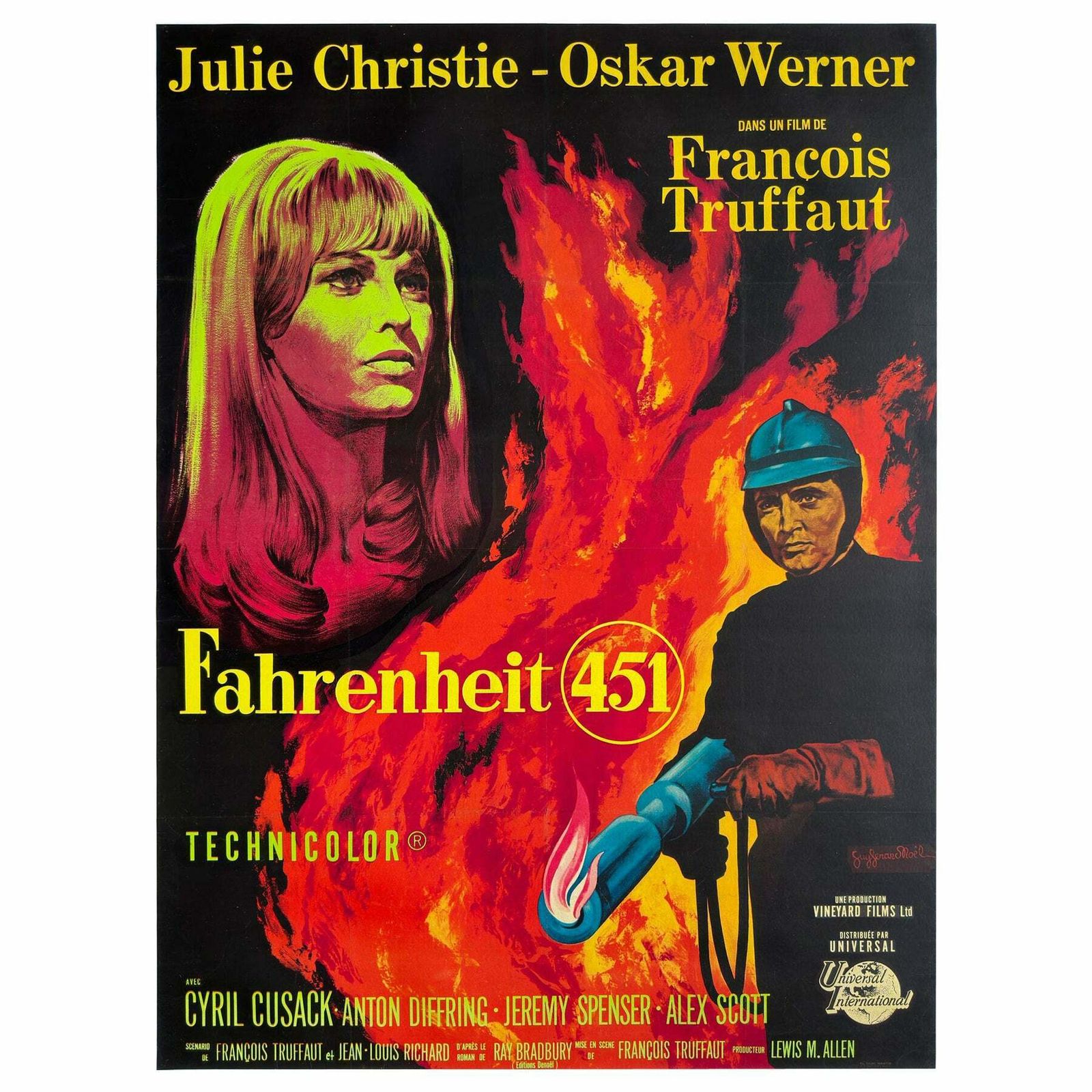 "Fahrenheit 451" 1967 French Grande Film Movie Poster, Guy Gerard Noel photo vinterior