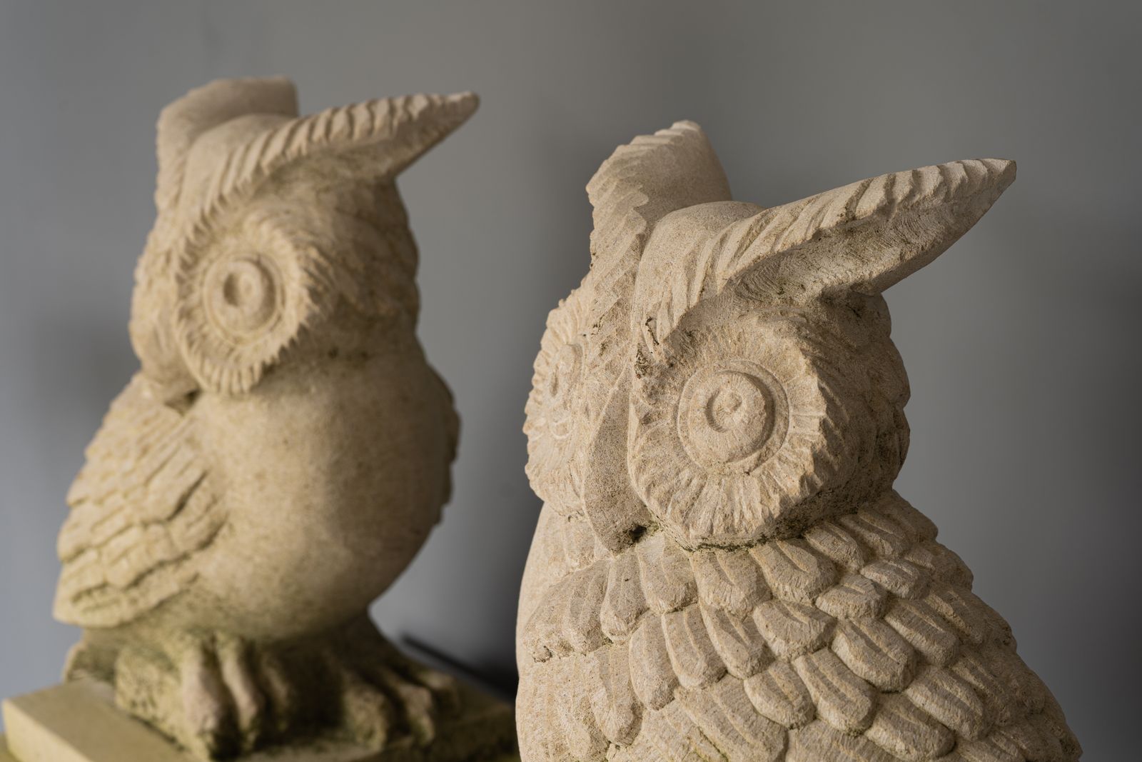 Pair Of Portland Stone Garden Owl Statues photo furniture