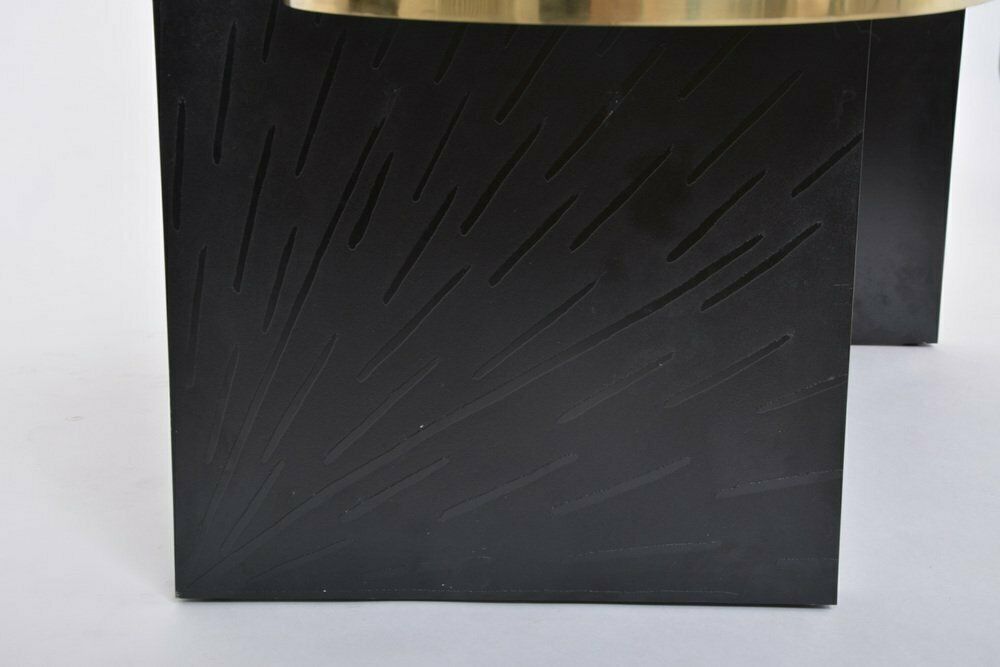 Etched Brass Coffee Table With Agathe Stones In The Style Of Lova Creation, 1980s photo vintage