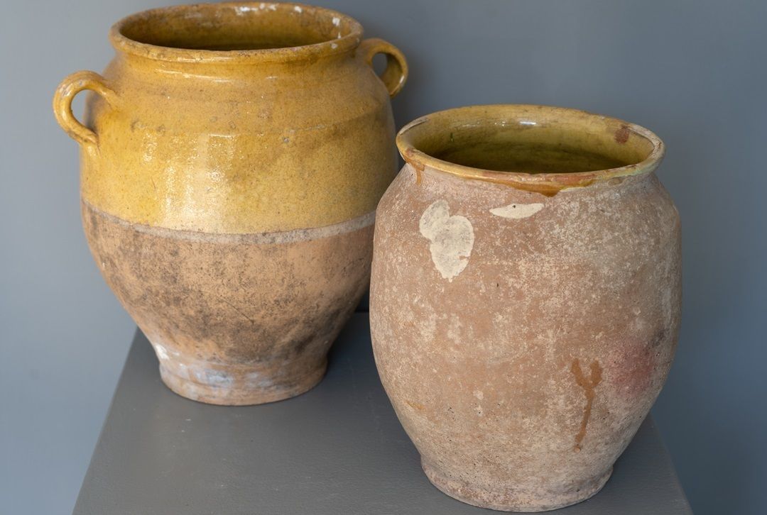 Yellow Glazed Antique French Confit Pot photo for sale