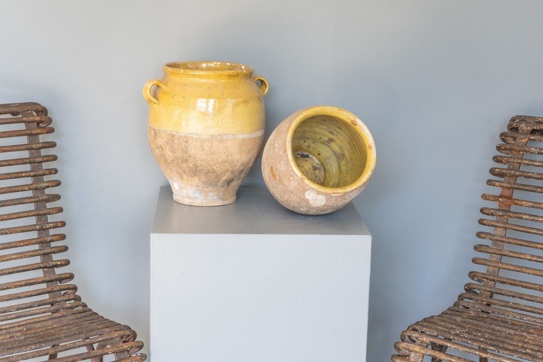 Yellow Glazed Antique French Confit Pot photo 240.0