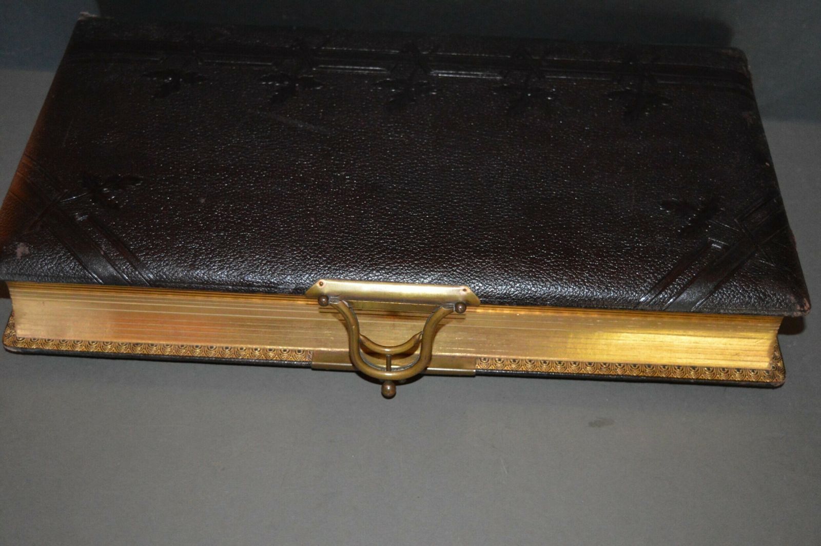 Large Tooled Leather Photo Album With 26 Photos C1890 photo 145.0