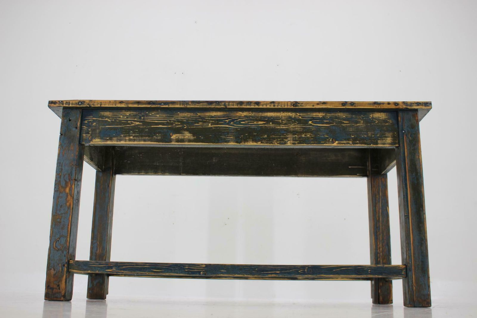 1950s Patinated Pine Tree Wooden Table, Czechoslovakia photo 699.0