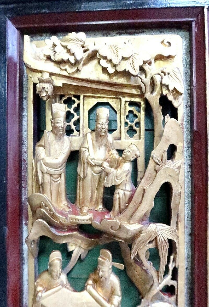 Large Asian Panel In Lacquered Wood, China – Late 19th Century photo 4900.806451480001