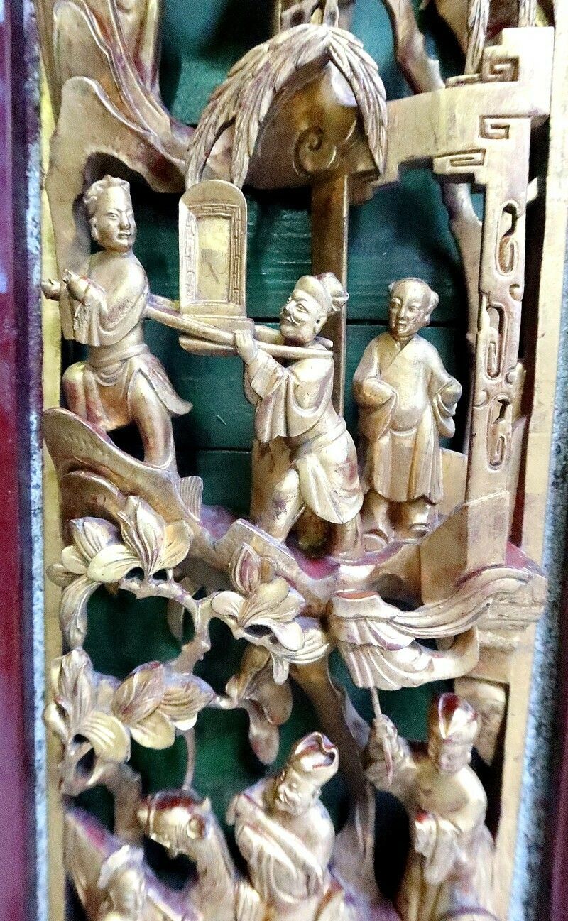 Large Asian Panel In Lacquered Wood, China – Late 19th Century photo vinterior