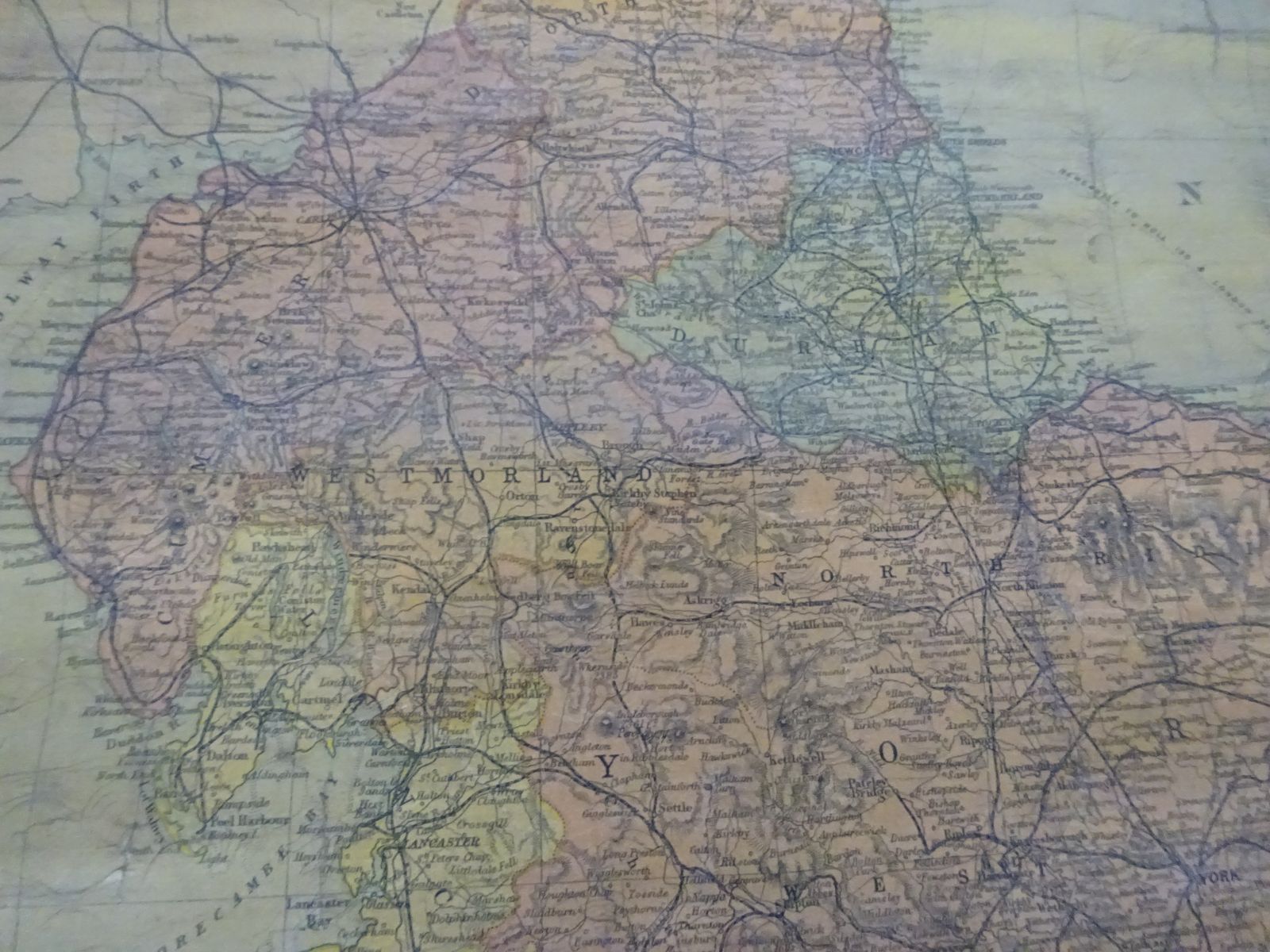 Antique Educational Hanging Map England And Wales Early 1900s photo Art