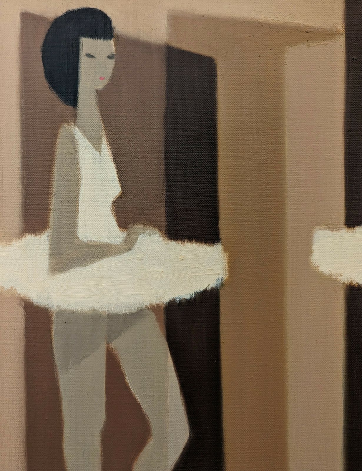 photo furniture Mid Century Swedish Framed Figurative Oil Painting, Modernist Ballerinas