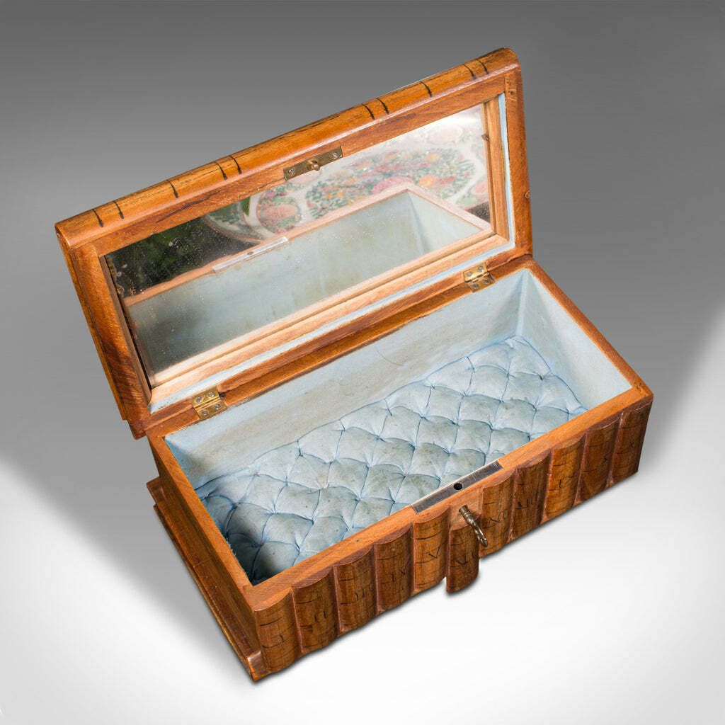 photo for sale Antique Ladies Vanity Box, Italian, Olive Wood, Keepsake, Jewellery, Sorrento