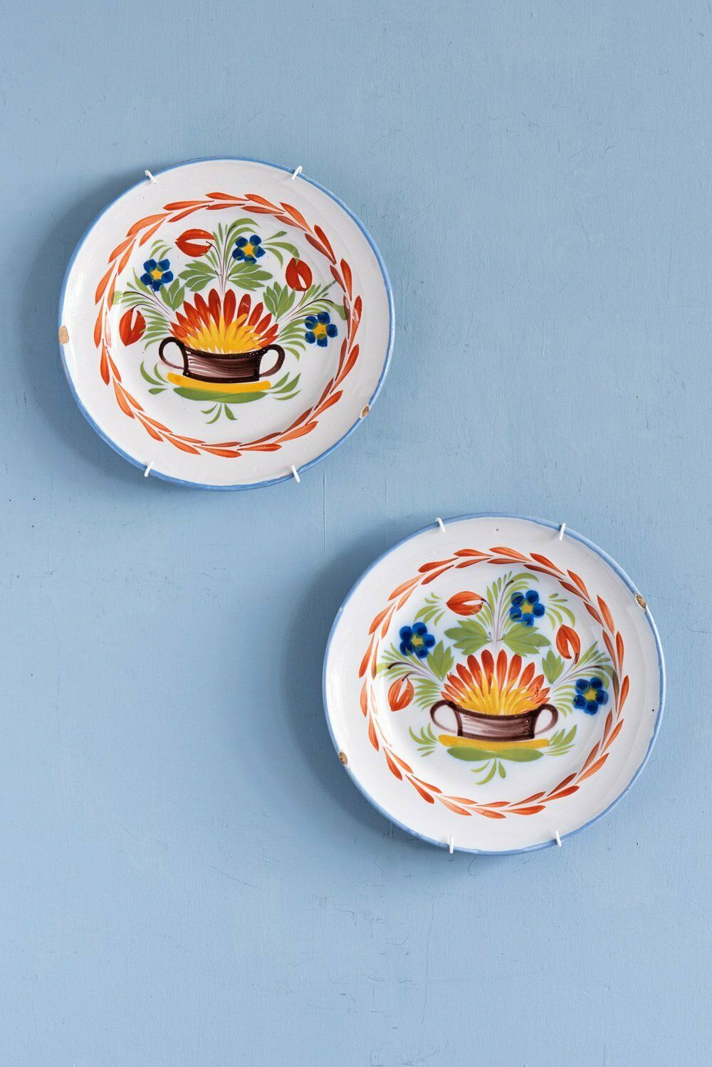 Saint Clement Faience, Pair Of Floral Plates, Early 19th Century
