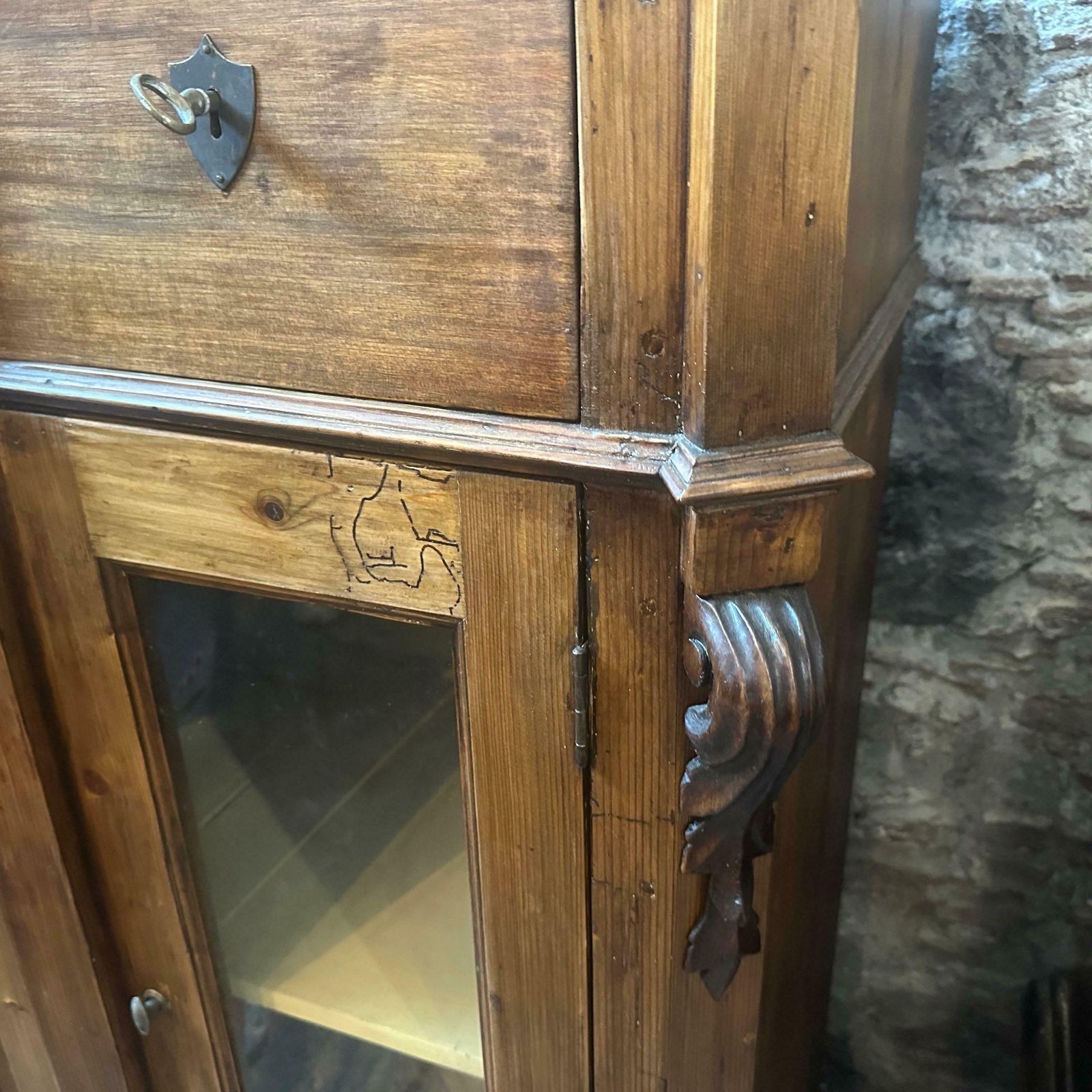 photo buy 1870s Louis Philippe Hand Carved Fir Wood Sicilian Credenza