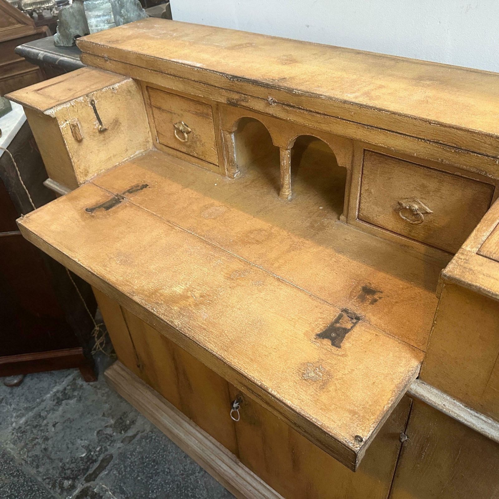 photo furniture Late 19th Century Louis Philippe Orange Lacquered Wood Italian Secretaire