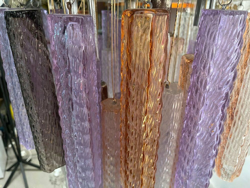Large Murano Glass Tube Chandelier, 1980s photo vintage