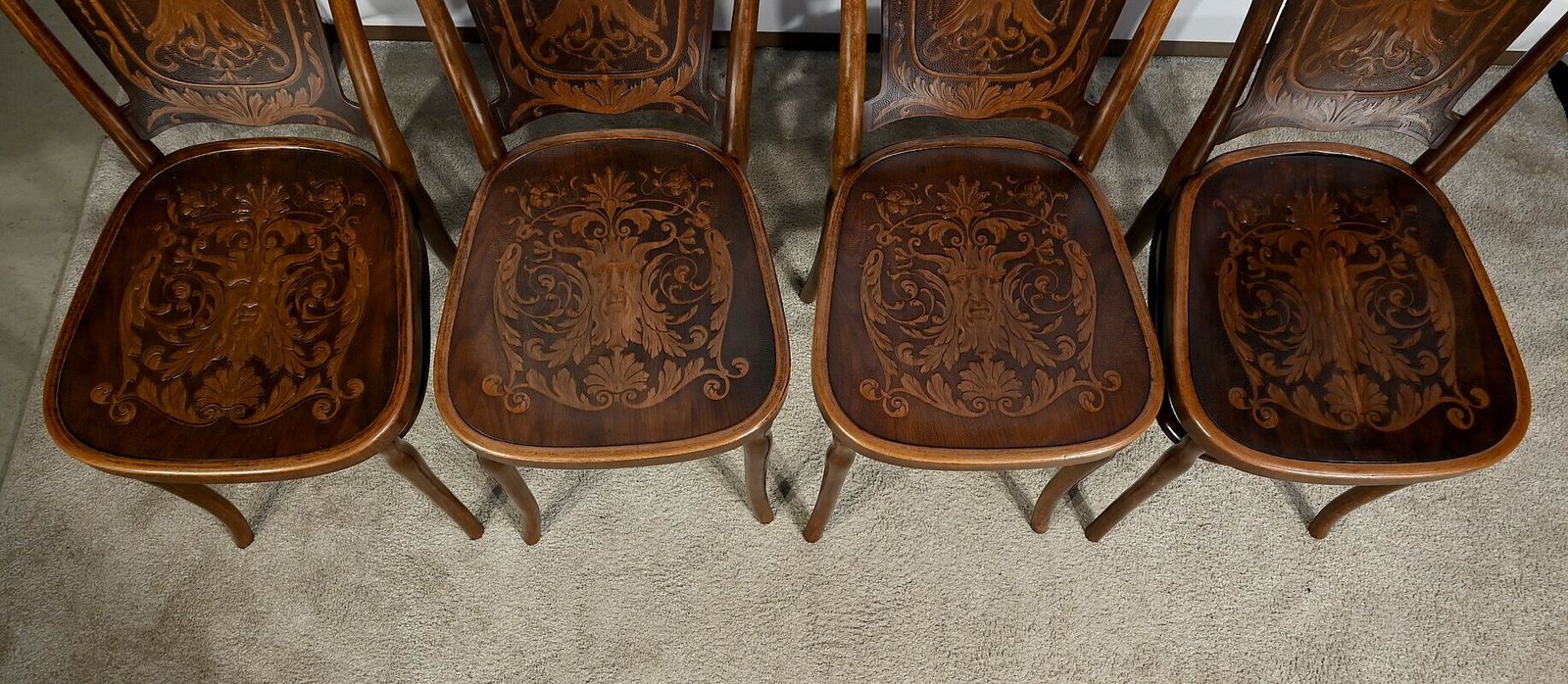 Suite Of Four Chairs N°67 By Jacob & Josef Kohn – 1900 photo vintage