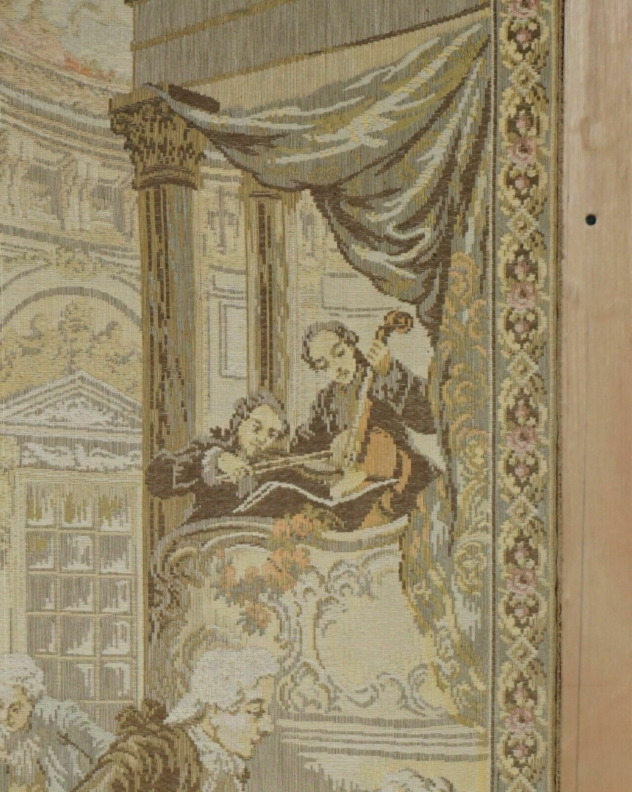 photo for sale Original Antique Victorian Tapestry Four Panel Folding Screen Of Nobles Dancing