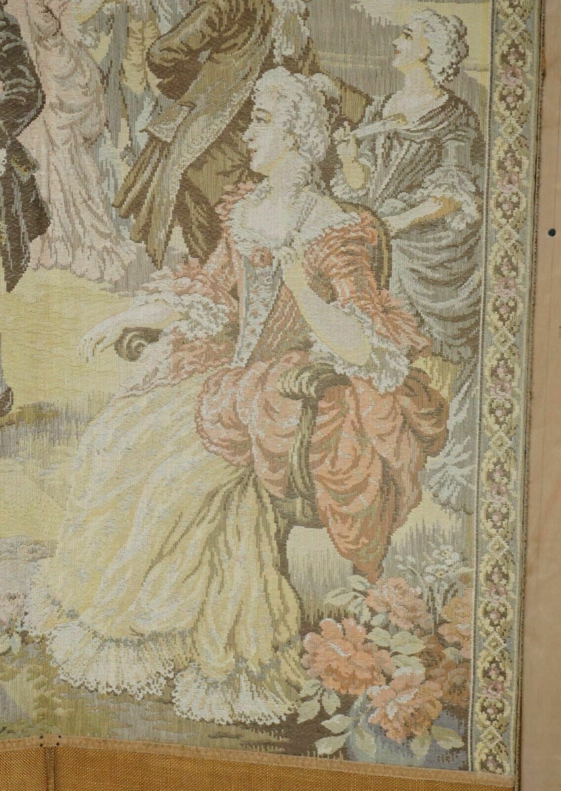 Home Decor Original Antique Victorian Tapestry Four Panel Folding Screen Of Nobles Dancing photo