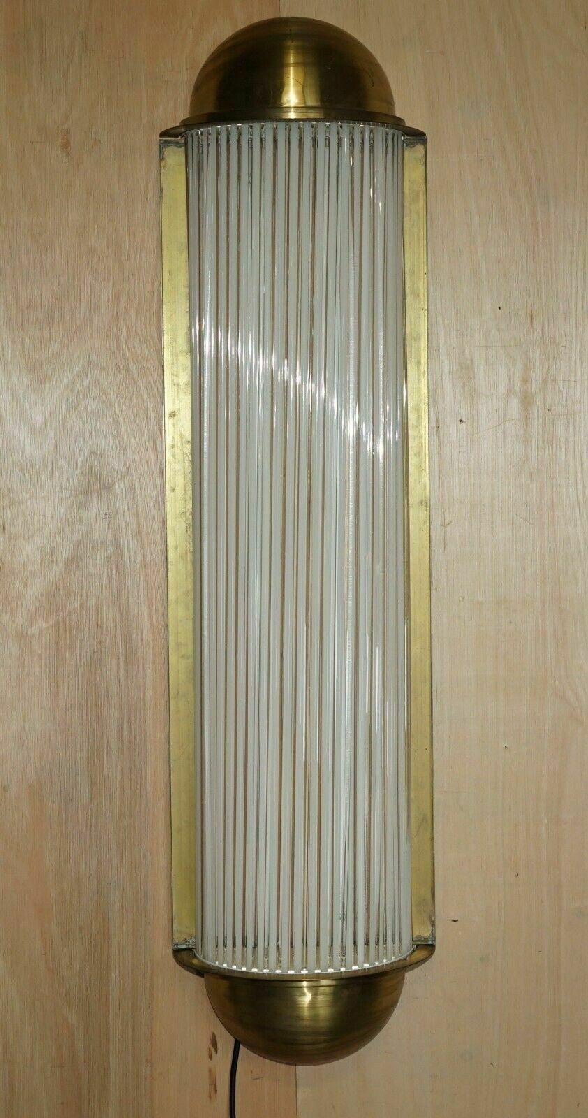 photo vinterior Pair Of Extra Large Art Deco Style Brass Glass Genet Michon Wall Sconces Lights