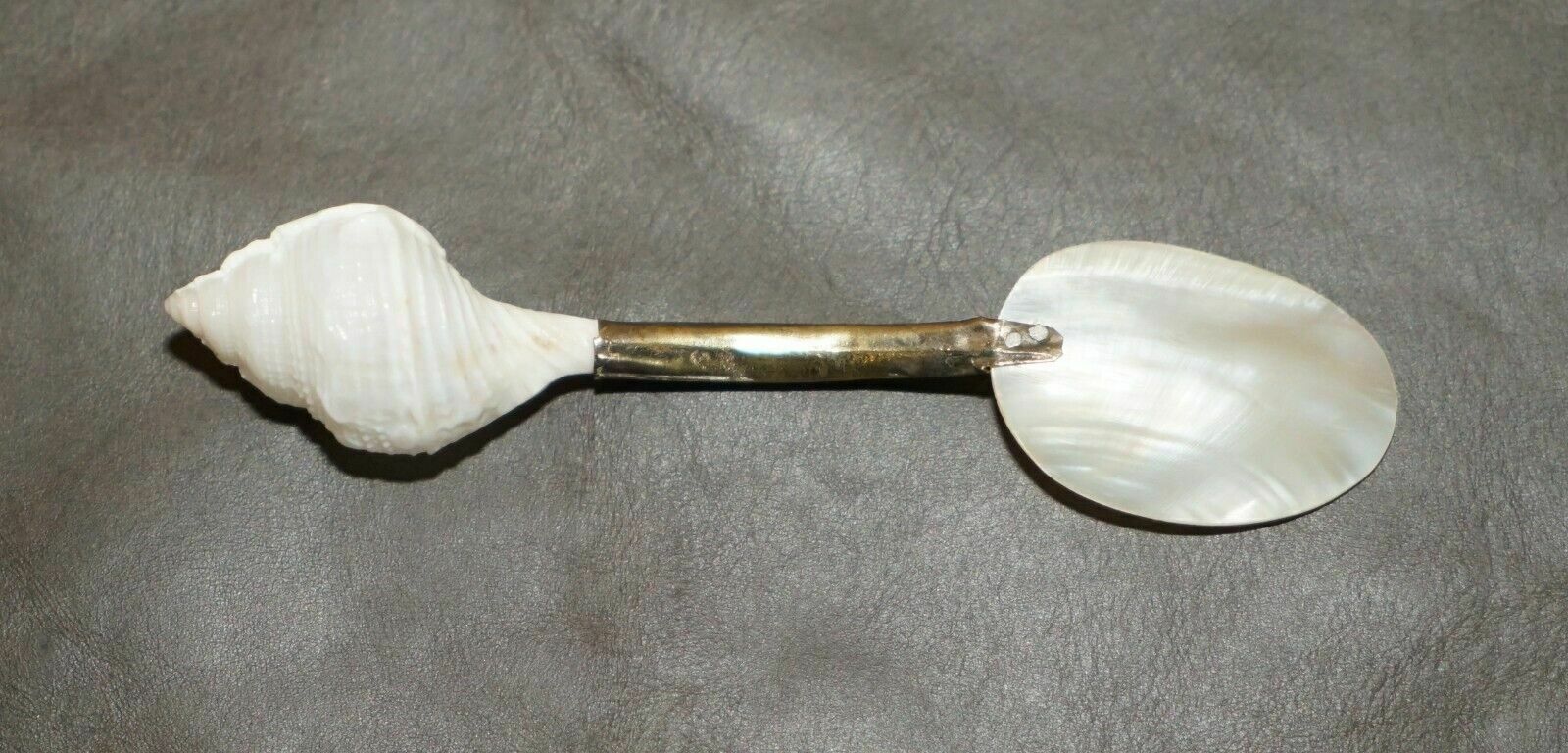 Four Antique Victorian Mother Of Pearl & Sterling Silver Tested Shell Tea Spoons photo buy