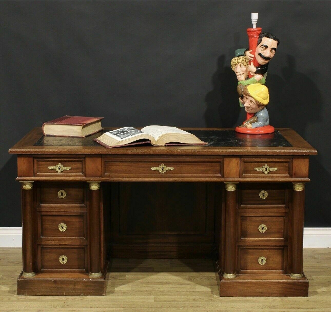 Fine French Empire Style Mahogany Twin Pedestal Desk photo furniture