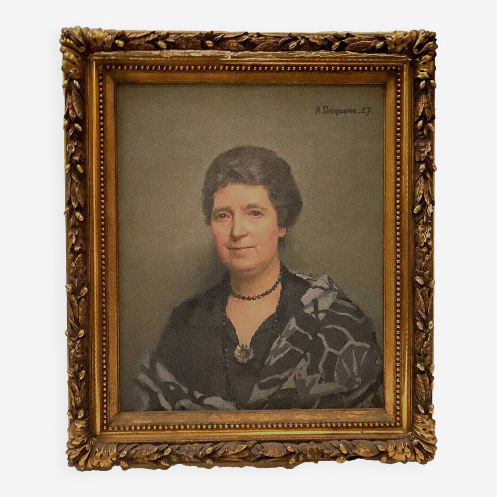 Oil On Canvas "Portrait Of A Woman" By Dequene Albert 20th Century
