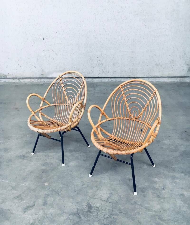 Paar Rotan Loungestoelen Uit De Jaren 1960 Van Rohe Noordwolde photo for sale