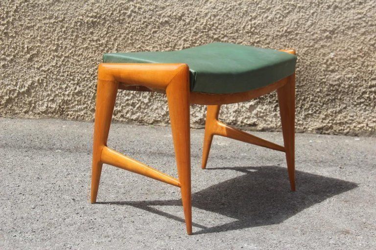 1950s Italian Bench In Maple And Minimalist Faux Leather Dassi Milano photo for sale