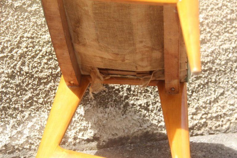 1950s Italian Bench In Maple And Minimalist Faux Leather Dassi Milano photo vinterior