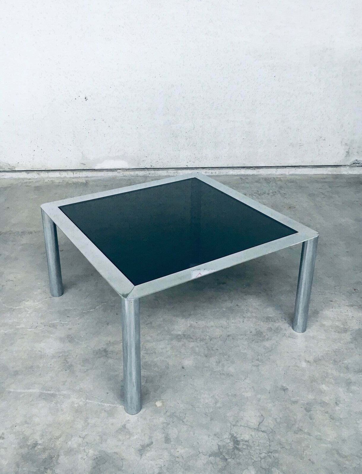 850.0 Midcentury Smoked Glass & Chromed Steel Square Dining Table By Sergio Mazza For Cinova, Italy 1970's photo