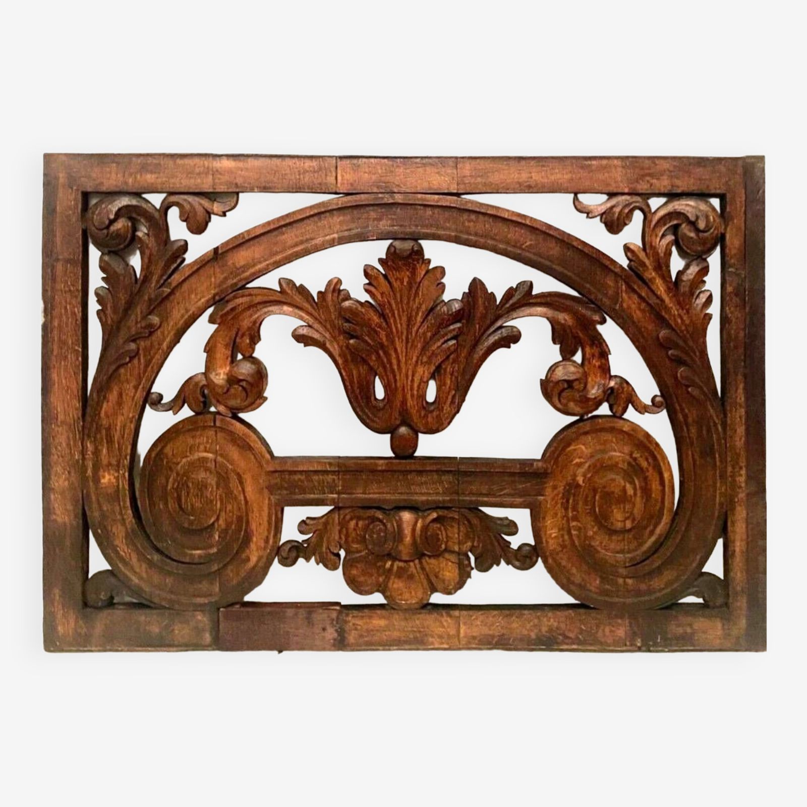 Decorative Panel In Carved Oak Wood 19th Century