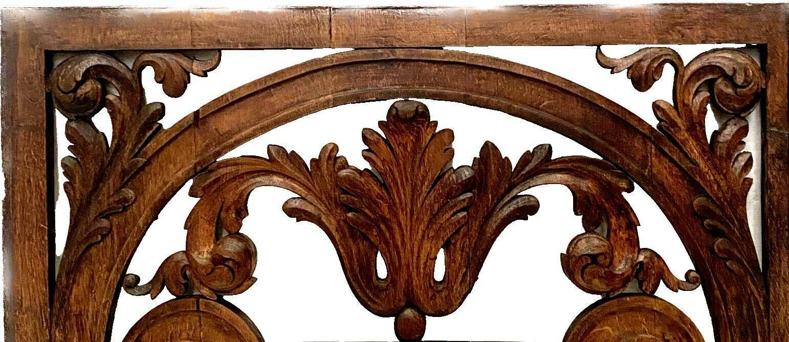 Decorative Panel In Carved Oak Wood 19th Century photo Art