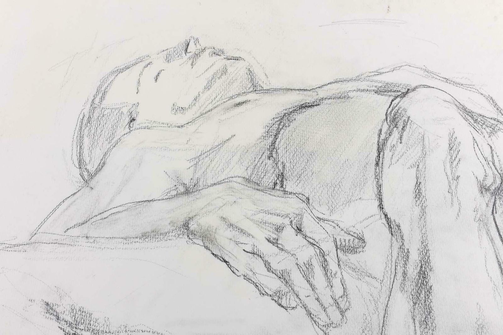 Drawing On Paper, Study Of A Nude Man, 20th Century. photo for sale