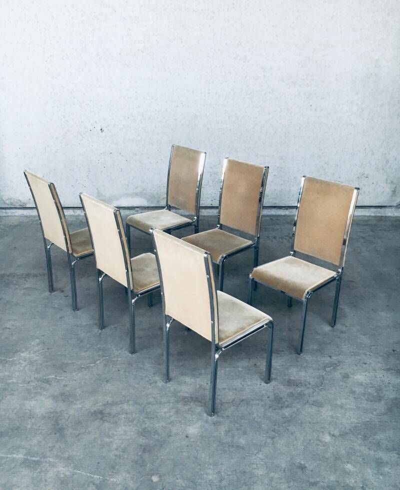 photo vintage Hollywood Regency Style Dining Chair Set By Romeo Rega, Italy 1970's