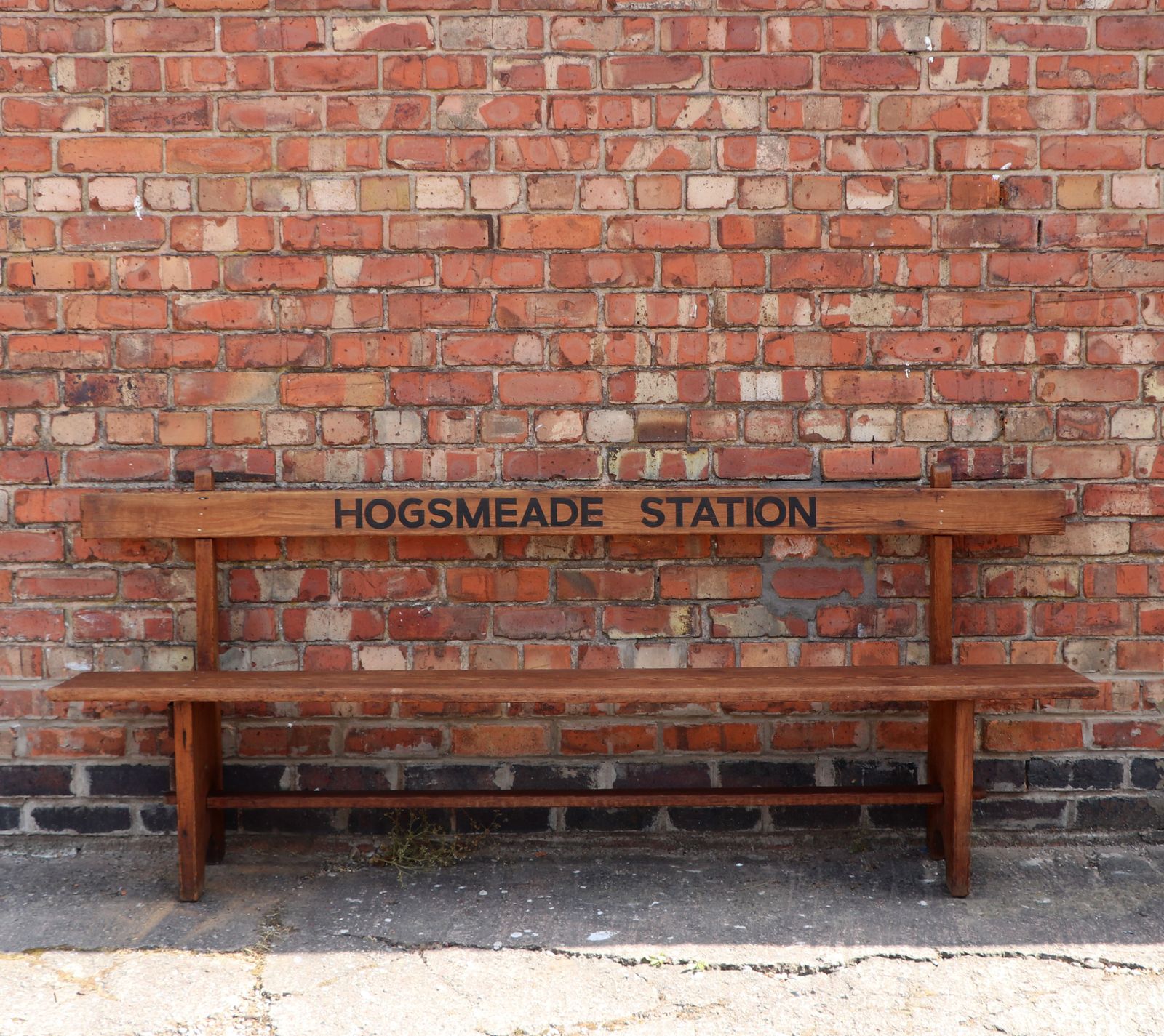 A Lovely Quality Wooden Railway Bench, Later Sign Written For Hogsmeade Station. photo furniture