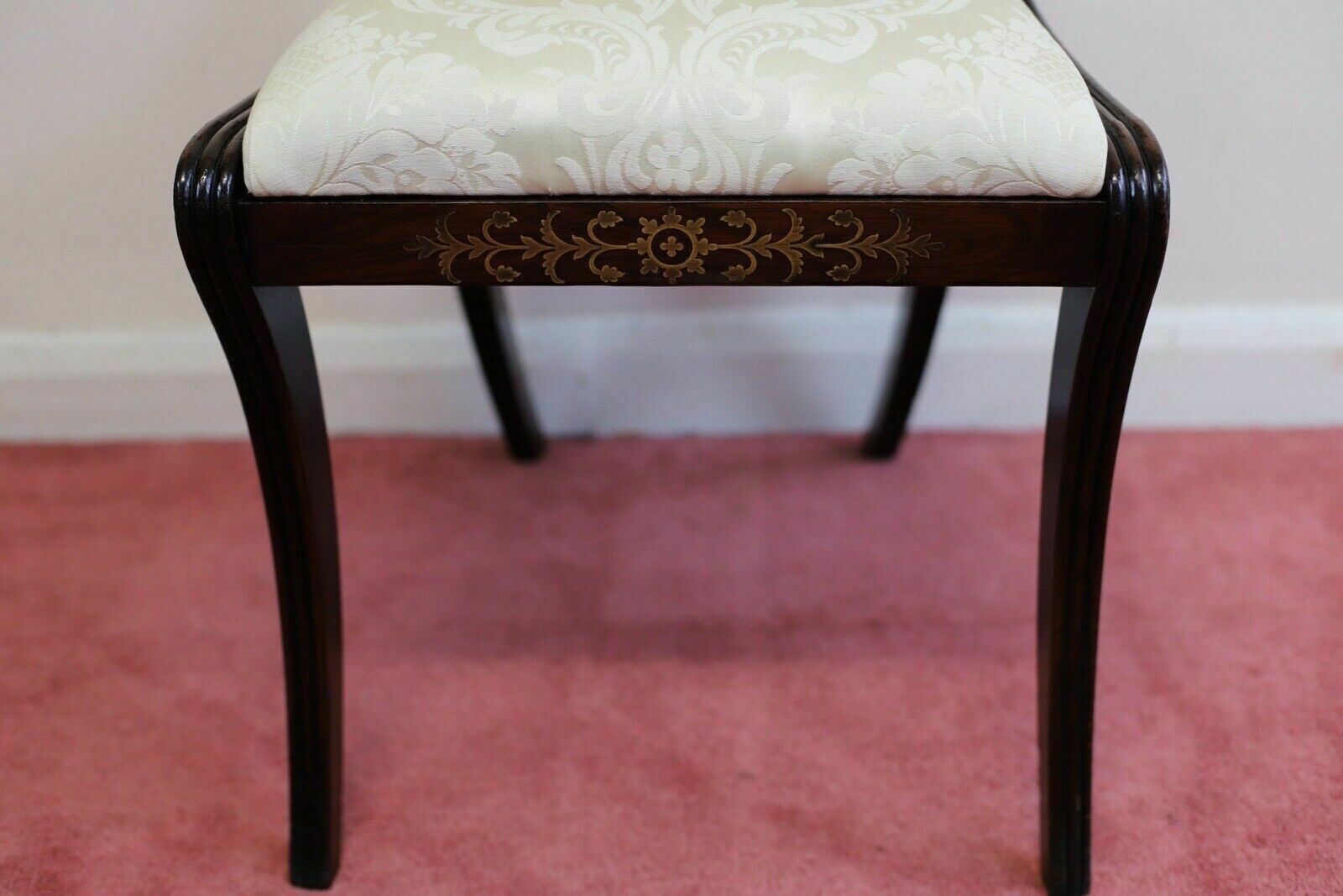 photo furniture Beautiful Set Of Six Regency Rosewood And Brass Inlaid Dining Chairs