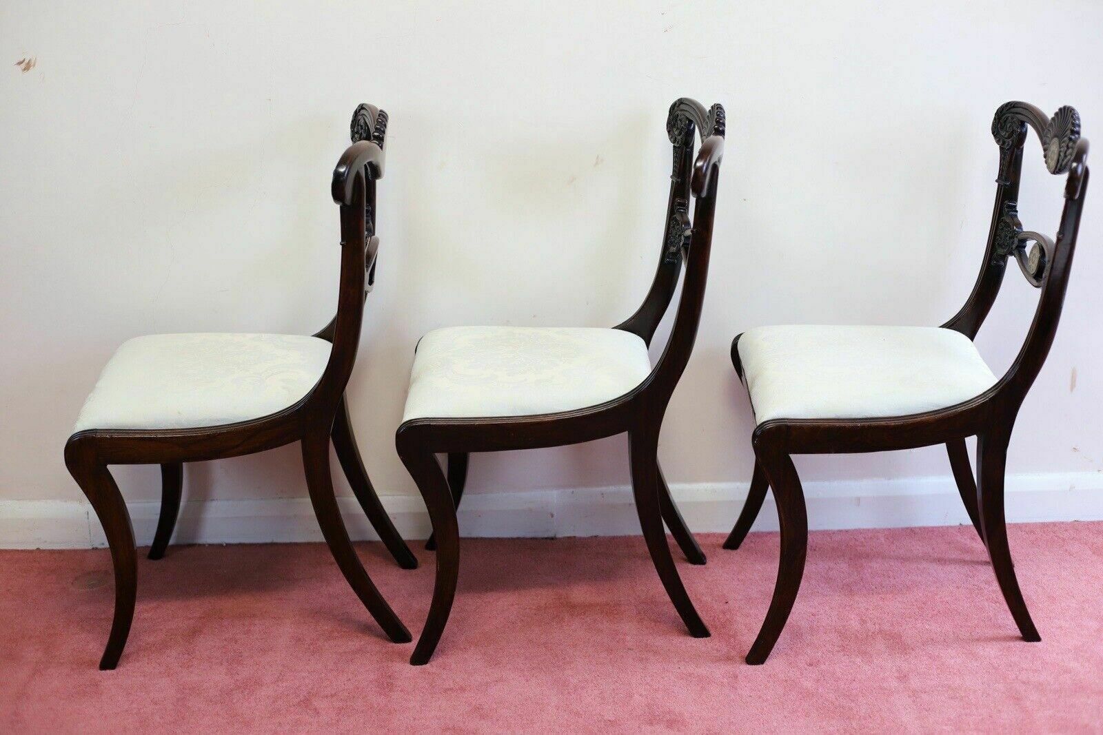 2450.0 Beautiful Set Of Six Regency Rosewood And Brass Inlaid Dining Chairs photo