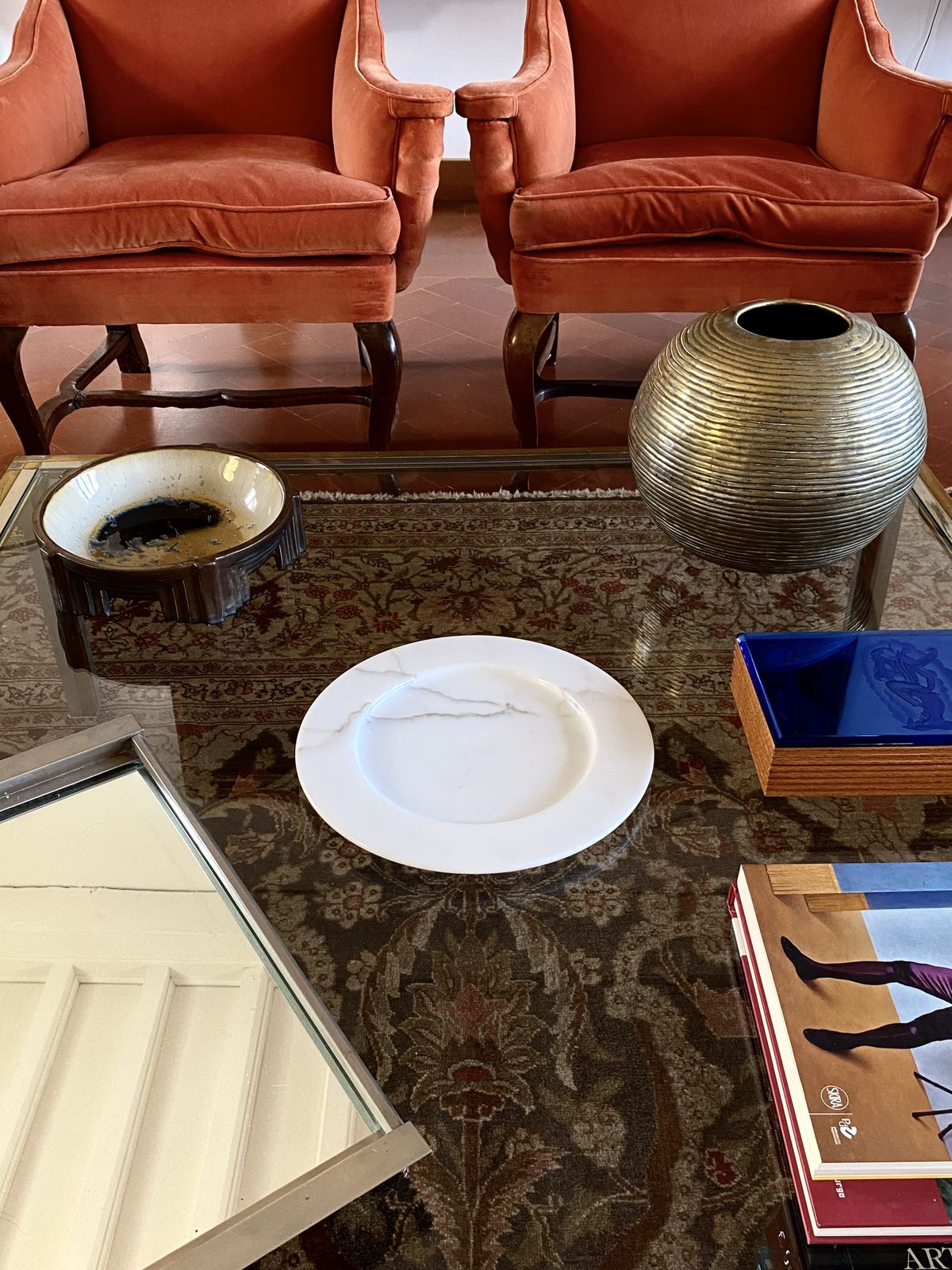 White Carrara Marble Centerpiece / Plate, Up&Up Italy, 1970s photo vintage