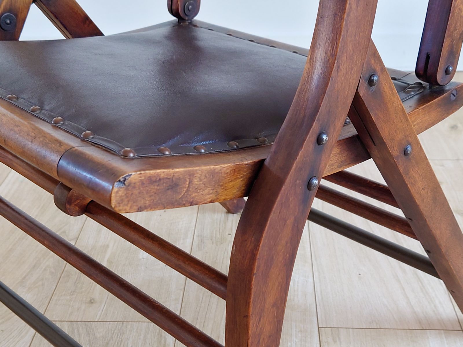 Campaign Chair With Adjustable Upholstered Headrest Circa 1890 X1 photo Furniture