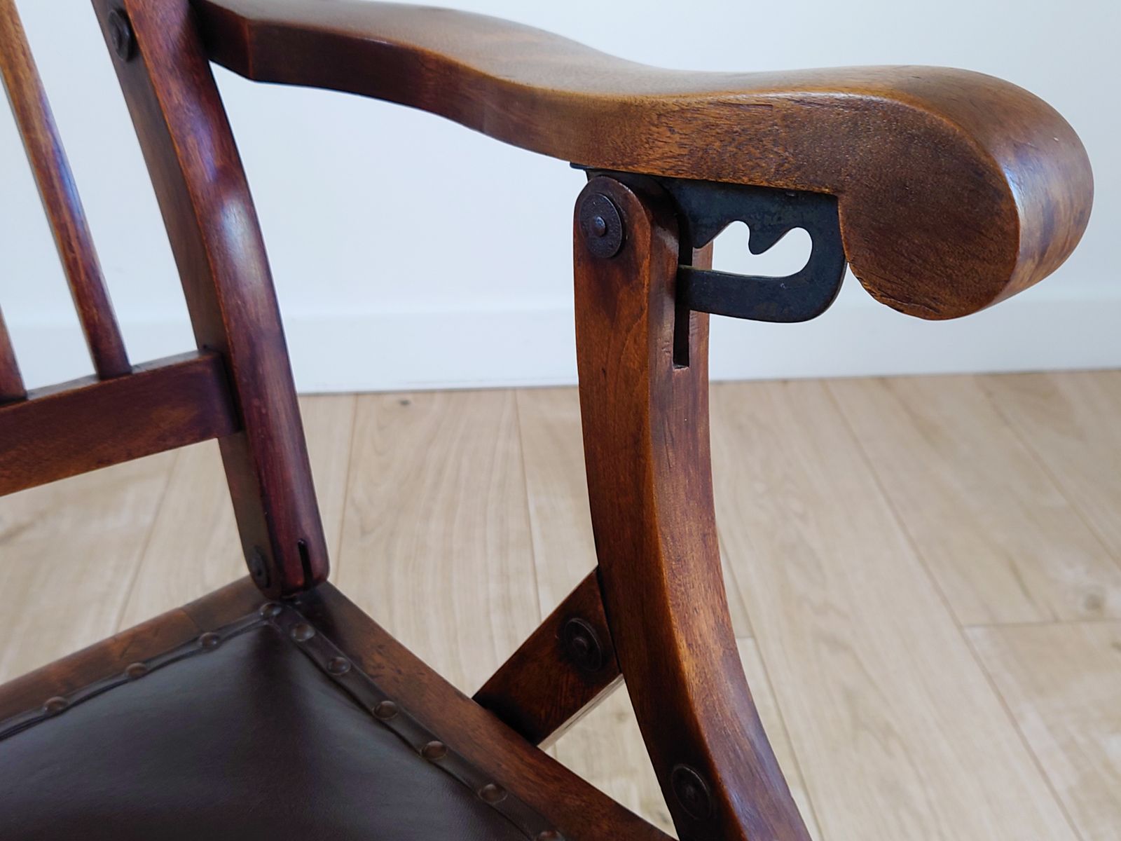 Campaign Chair With Adjustable Upholstered Headrest Circa 1890 X1 photo vinterior
