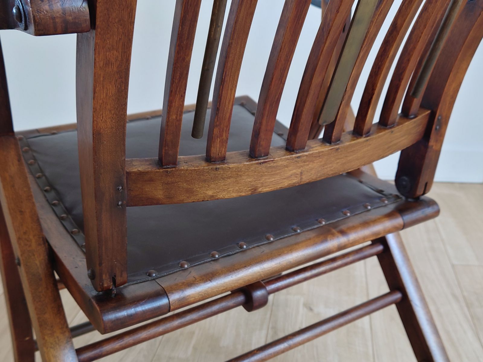 photo furniture Campaign Chair With Adjustable Upholstered Headrest Circa 1890 X1