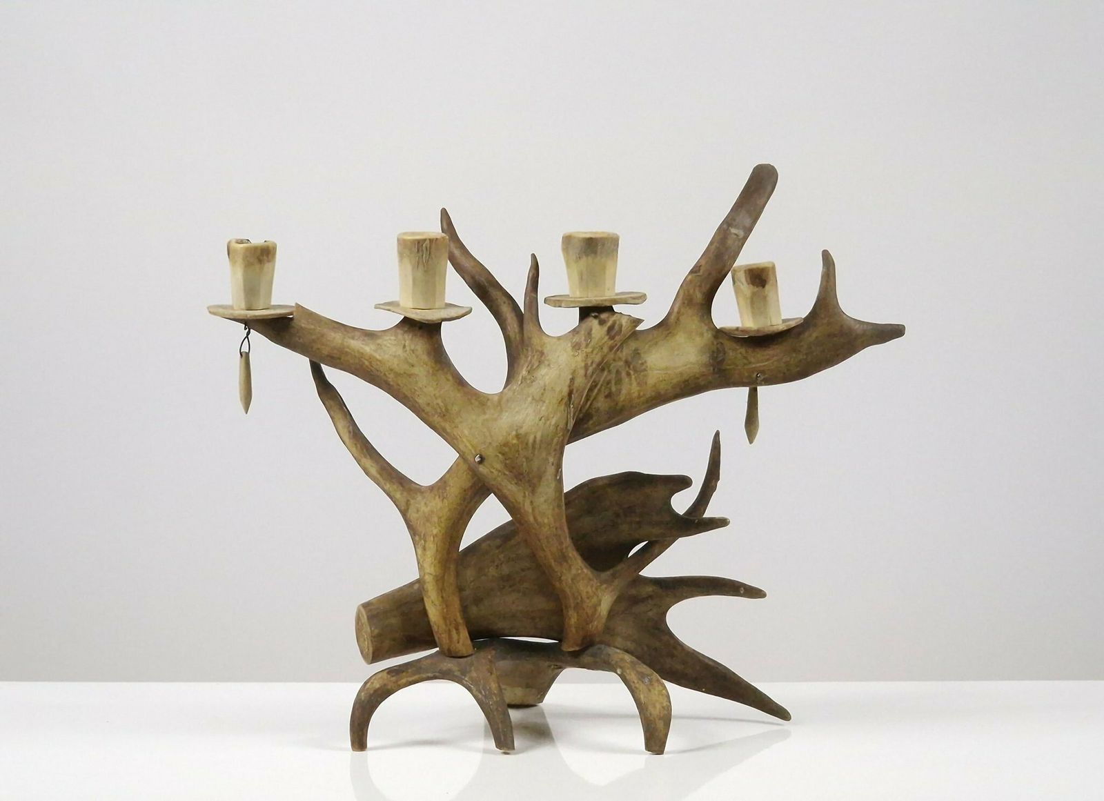 Traditional Scandinavian Reindeer Wood Chandelier photo for sale