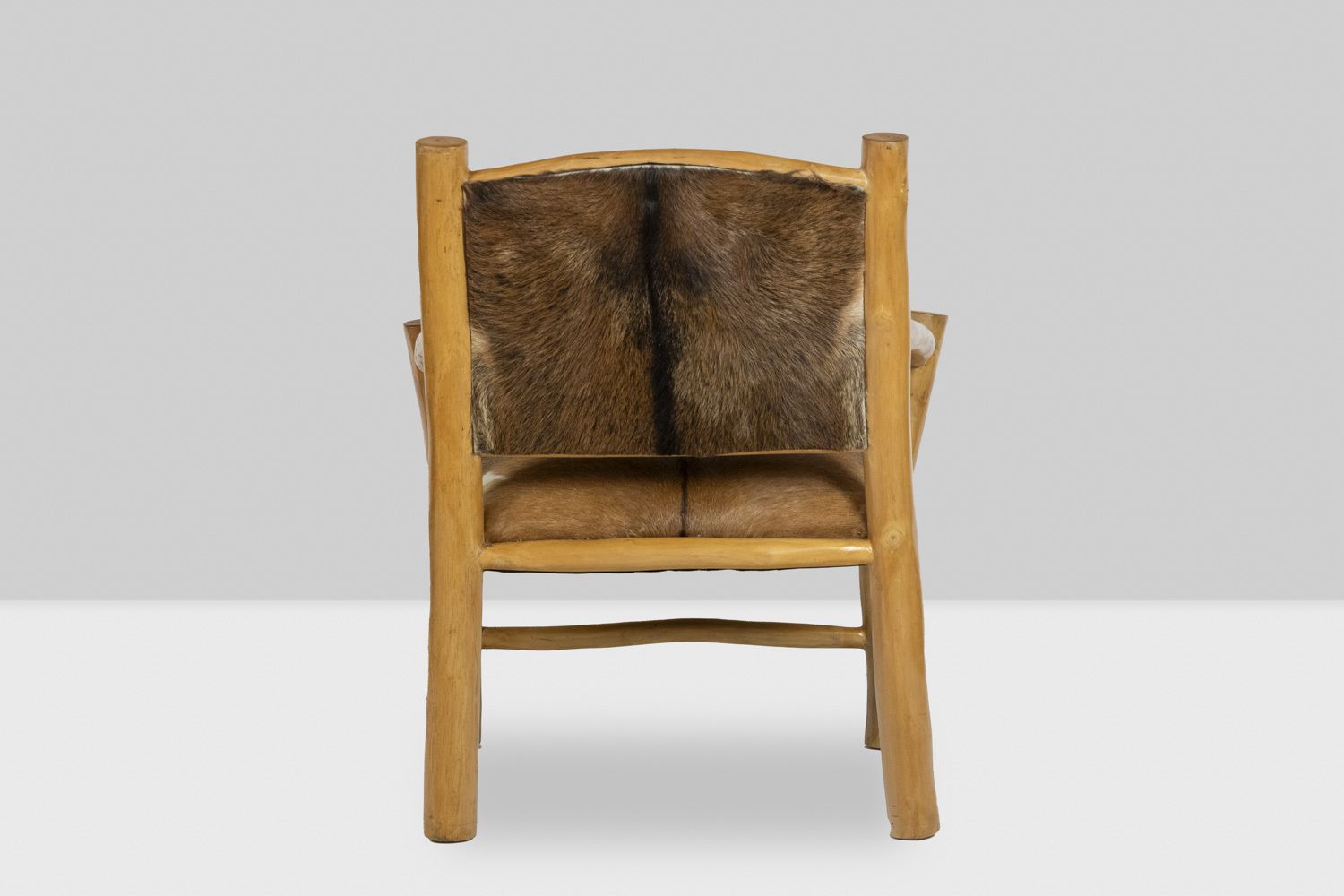 Brutalist Style Armchair In Elm And Goatskin, 1970s photo for sale