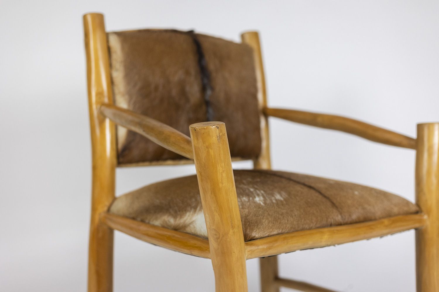 Brutalist Style Armchair In Elm And Goatskin, 1970s photo vinterior