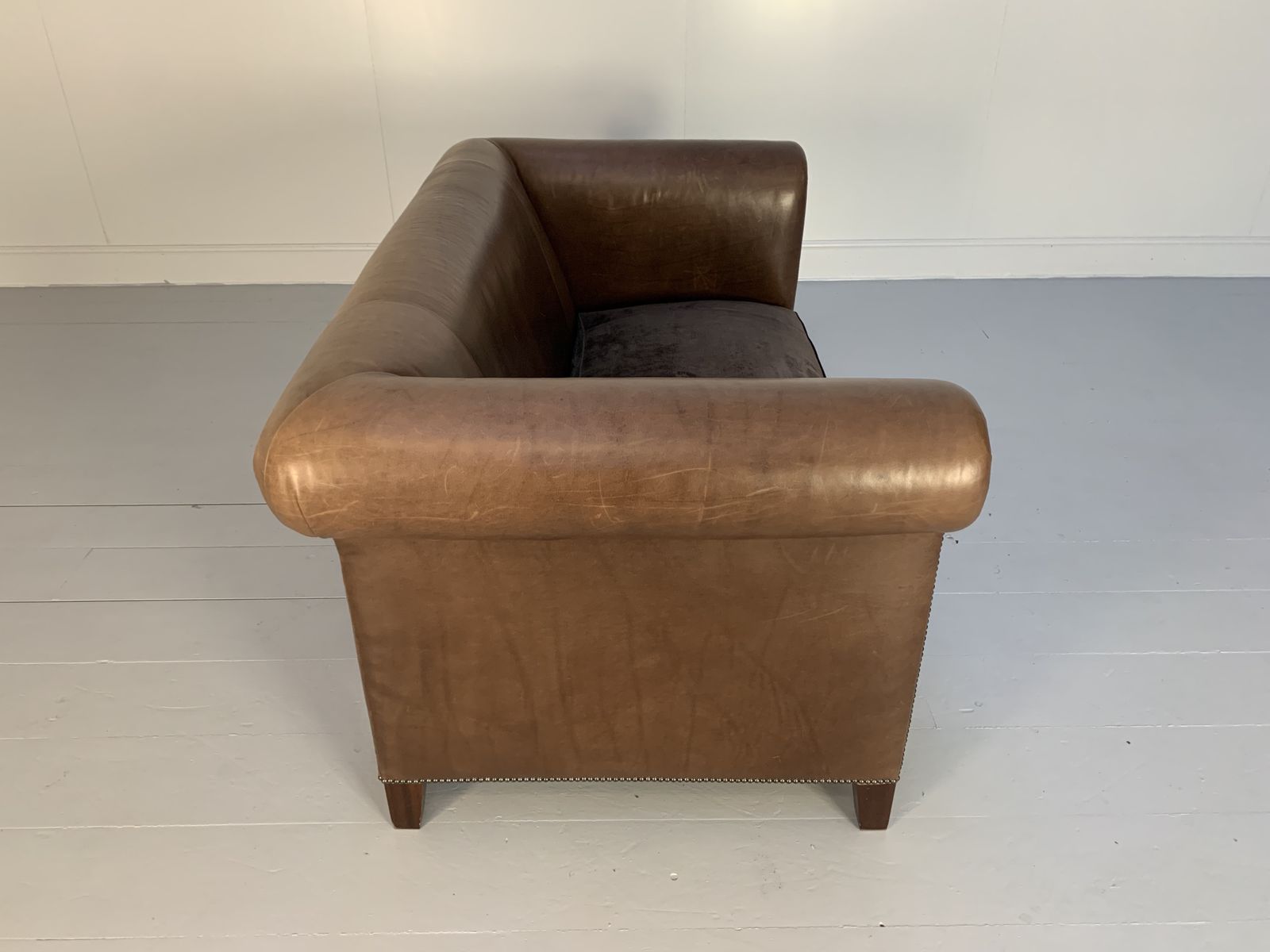 Ralph Lauren “Brompton” 2.5 Seat Chesterfield Sofa – In Brown Leather & Velvet photo buy