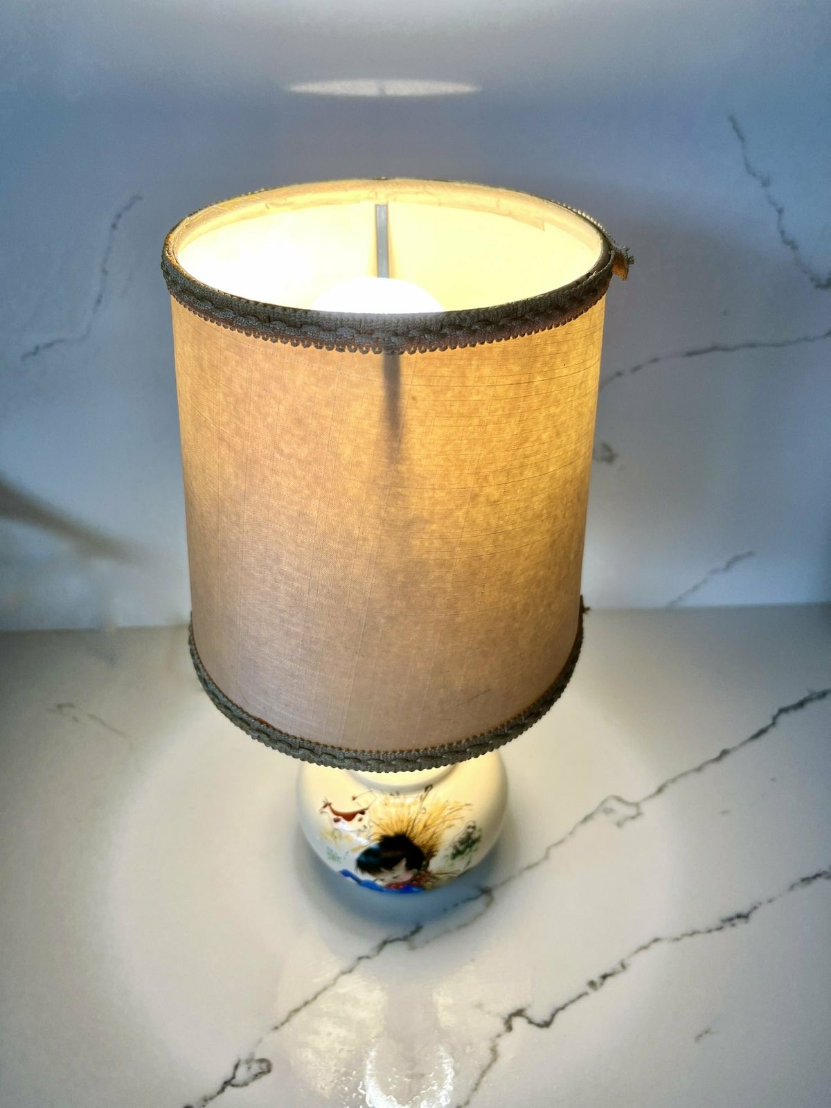 Vintage 1960s Hand Painted Childrens Lamp photo Lighting