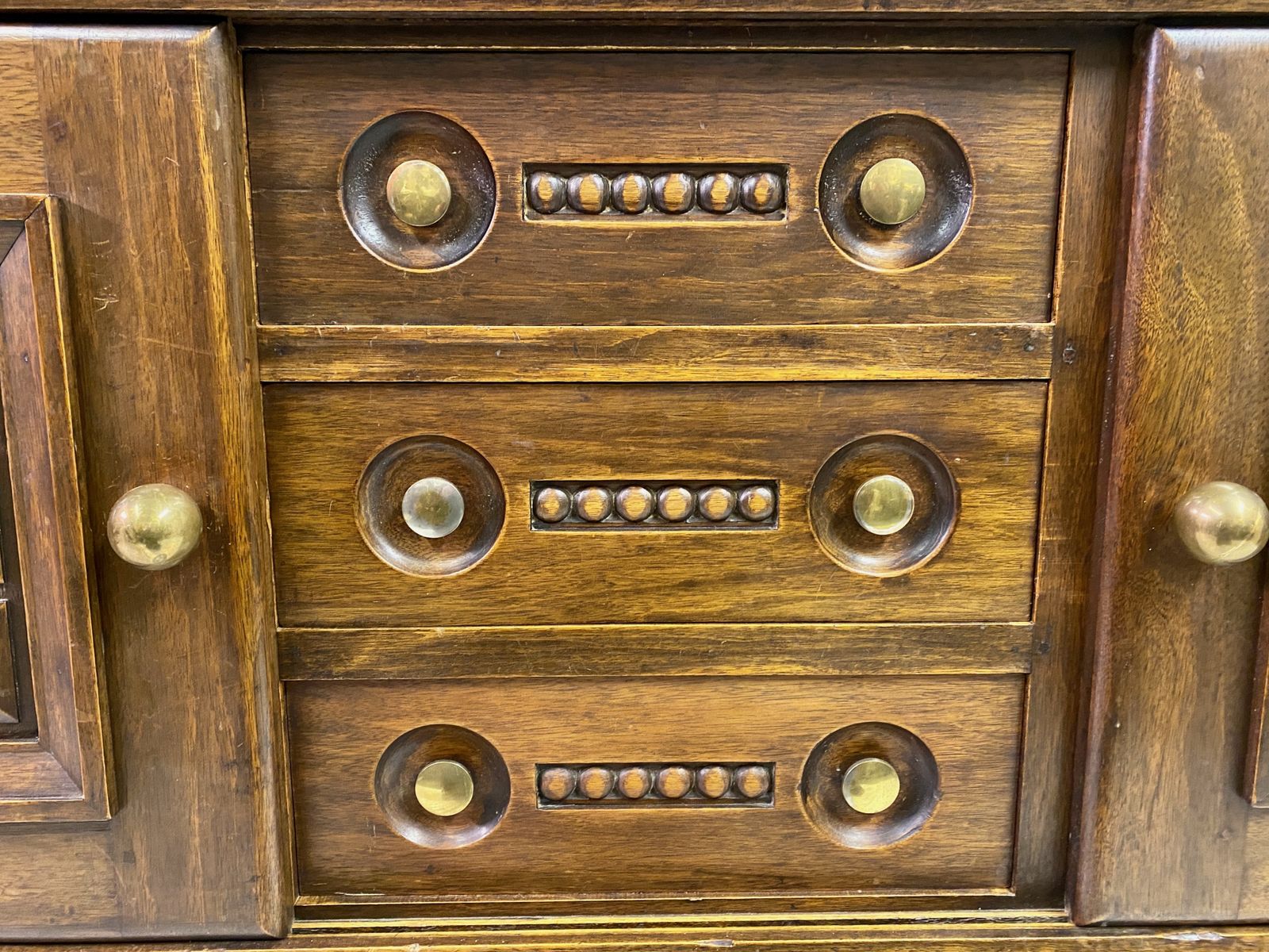 Furniture French 1940s Brutalist Oak Sideboard photo